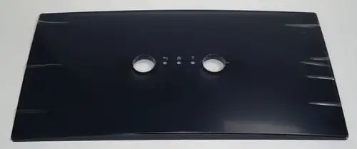 Transparente Frontabdeckung von Daikin mit zwei mittigen Löchern und gestanzten Markierungen, geeignet für bestimmte Modelle der Altherma 3 R W Serie.